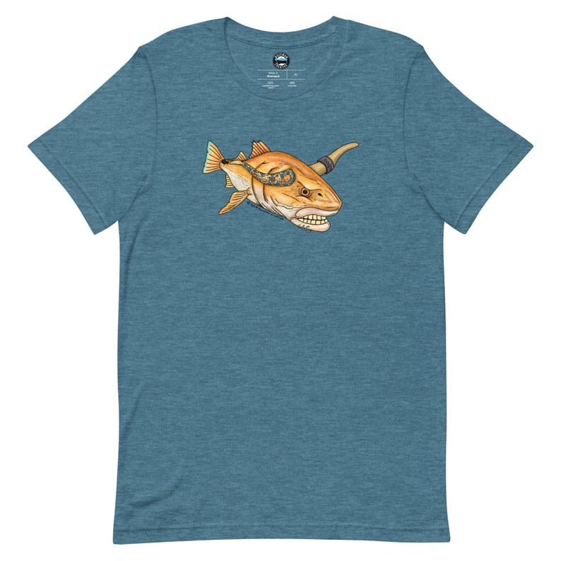 Red Bull Fish Short-Sleeve Unisex T-Shirt Heather Deep Teal