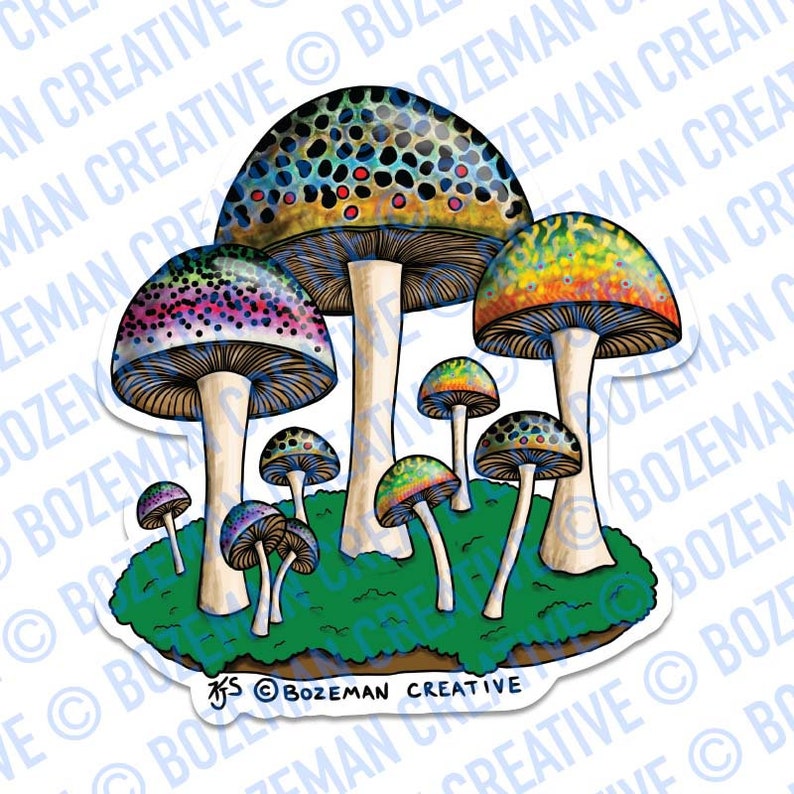 Trout Shrooms Fly Fishing Sticker image 1