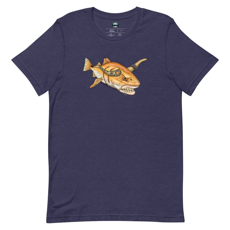 Red Bull Fish Short-Sleeve Unisex T-Shirt Heather Midnight Nav
