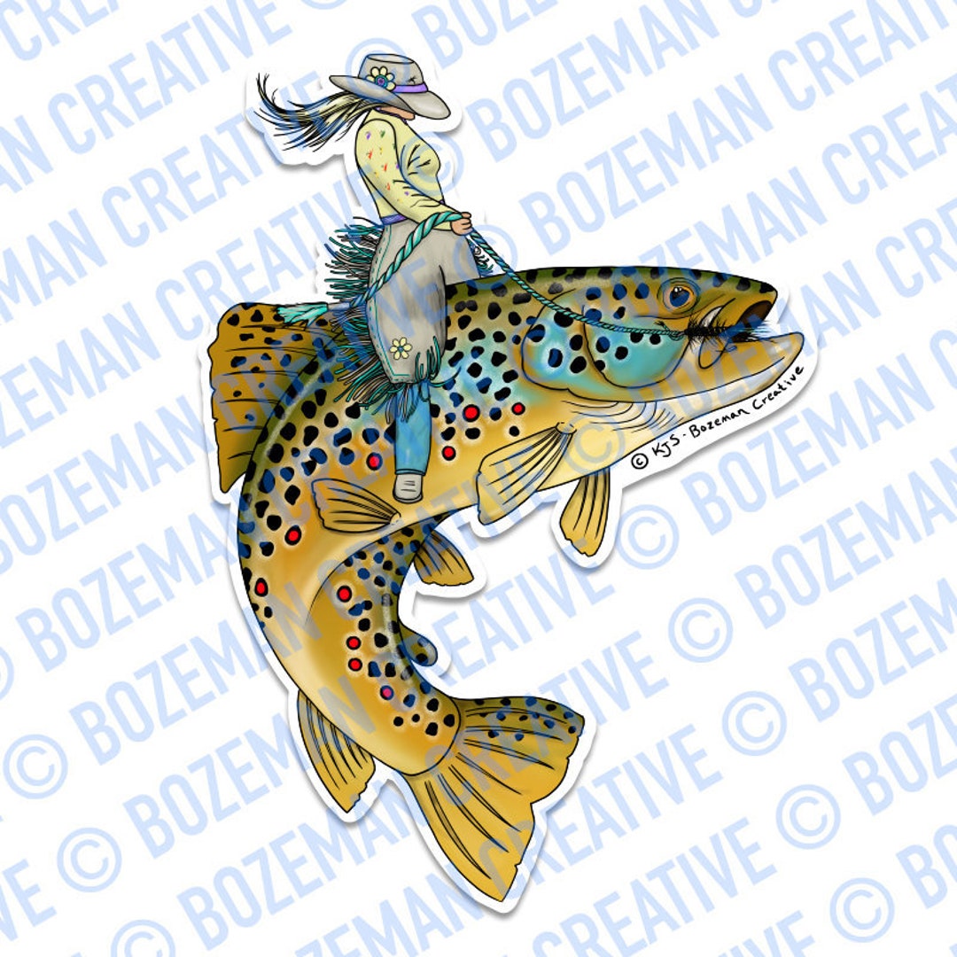 Flying Fish Sticker Trout Wrangler - Fly Fishing Sticker - Etsy