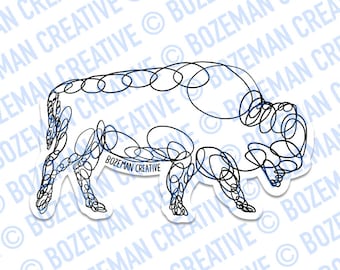 Curly Bison Art Sticker