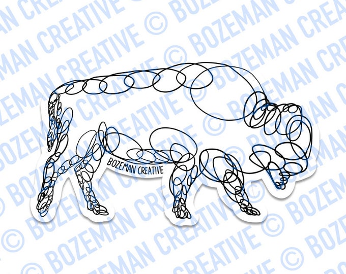 Curly Bison Art Sticker