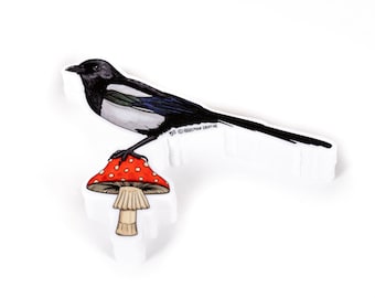 Magpie & Mushroom - Bird Sticker