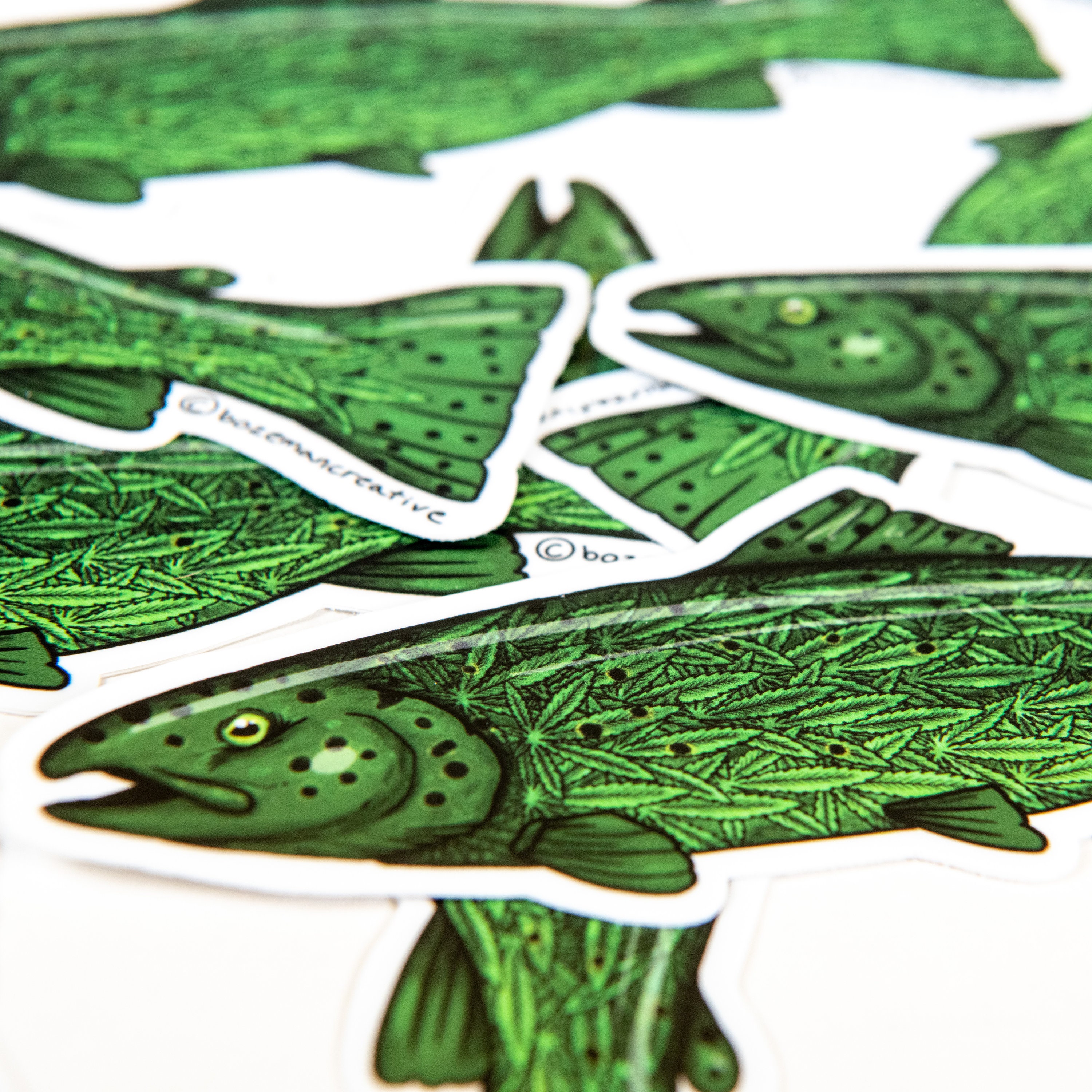 Boseman Creative Green Trout Herbal Fly Fishing Sticker - Fly Slaps Fly Fishing  Stickers and Decals