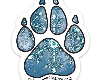 Fishing Buddy -  Snow Dog Paw Print - Winter Sticker