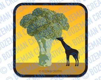 Veggie Giraffe Sticker - Giant Broccoli is Good