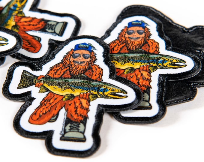 Trout Huntin' Squatch Patch (iron on backing)