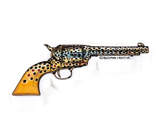 Brown Trout Revolver -  Fly Fishing Sticker