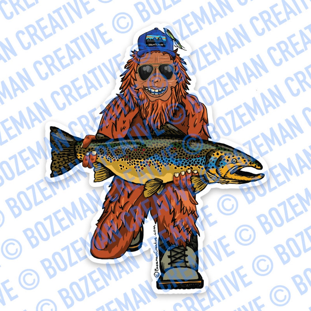 Trout Huntin' Squatch Sticker - Etsy