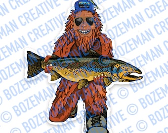 Trout Huntin' Squatch Sticker