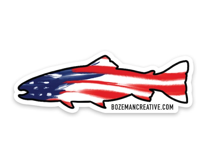 US Fish Flag - Fishing Sticker