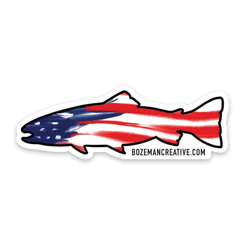 US Fish Flag - Fishing Sticker