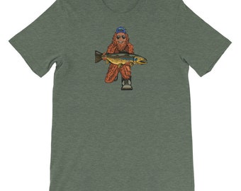 Trout Huntin' Squatch - Short-Sleeve Unisex T-Shirt