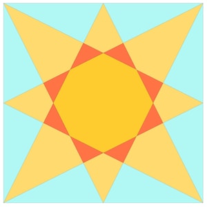 3 sizes Simple Sun or Sunflower PDF Foundation Paper Piecing Quilt Block Pattern