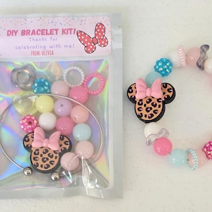 Minnie Birthday Party Bracelet Kit Favor Pack, Party Favors, DIY Bracelet, Classroom Gifts, Kids Birthday Handouts, Kids Party Favors,