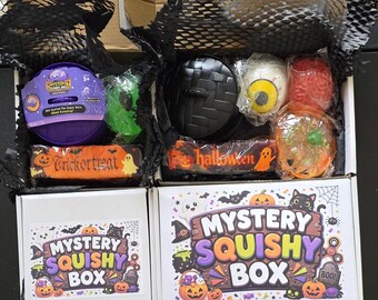 HaLlOwEeN Squishy Box Sets, Squishies, Fun SqUiShY, Viral Squish Toy, Fidget toy, Mystery Squishy Mix, Halloween Mystery Box