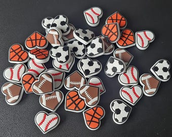 Sports Heart Shaped Silicone Focal Beads