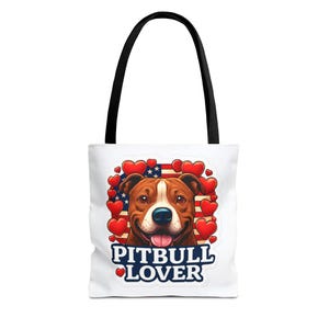 Pitbull Lover Tote Bag, Pet Owner Gift, Dog Lover Accessory, Cute Animal Tote, Valentines Day Bag, Everyday Carryall