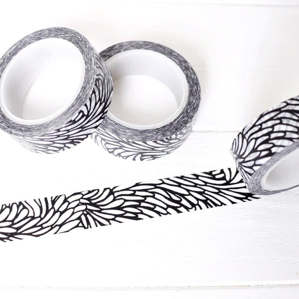 Black and White Abstract Washi Tape. 15mm x 10m. Black and White Washi Tape. Abstract Washi Tape. Black and White Planner Tape. Unique Washi