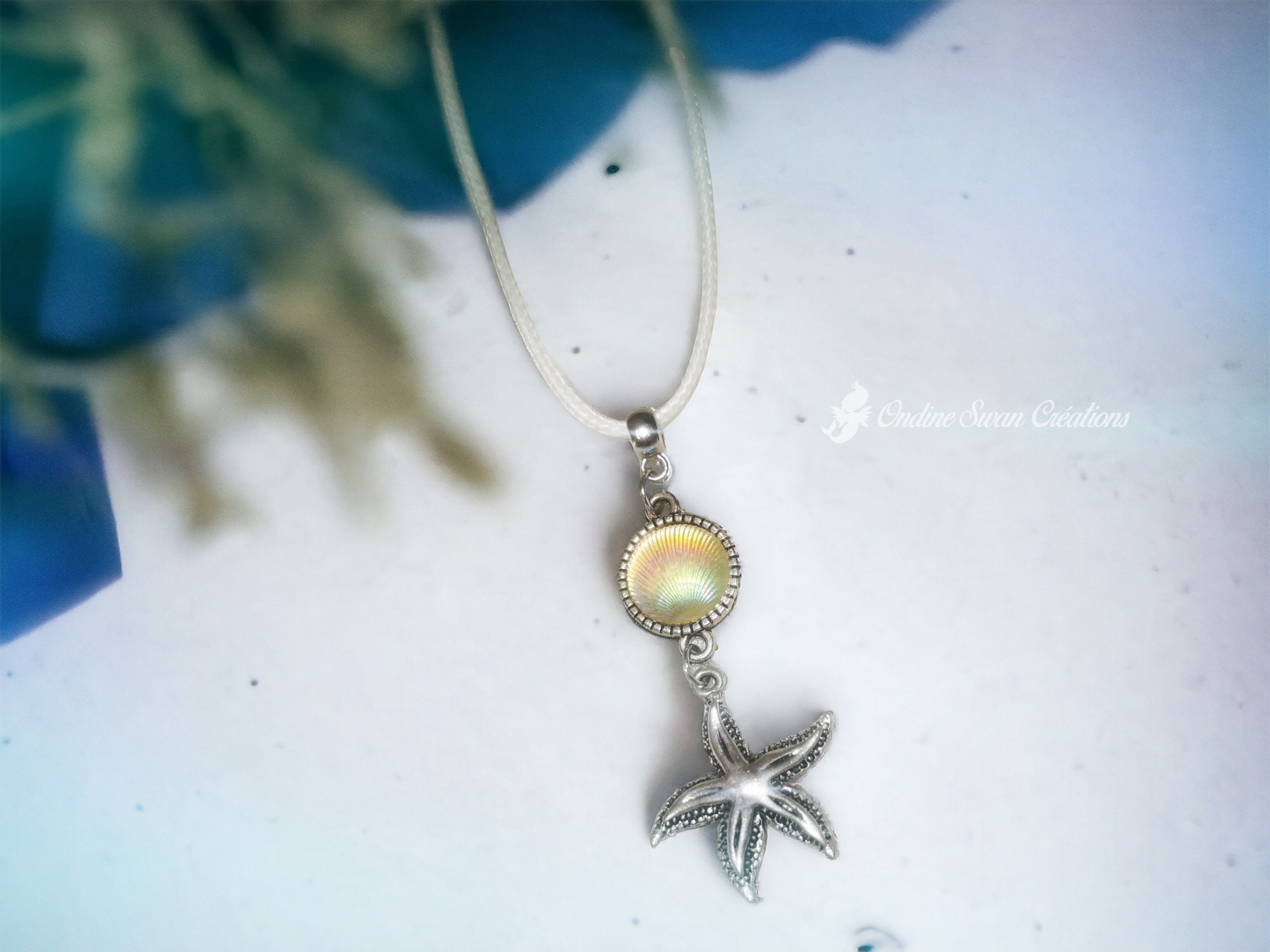 Collier Mi-long Gas étoiles De Mer En Cristal Argenté - Occasion