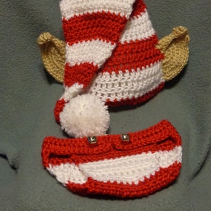 Crochet Elf Hat and Diaper Cover Set: Photo Prop