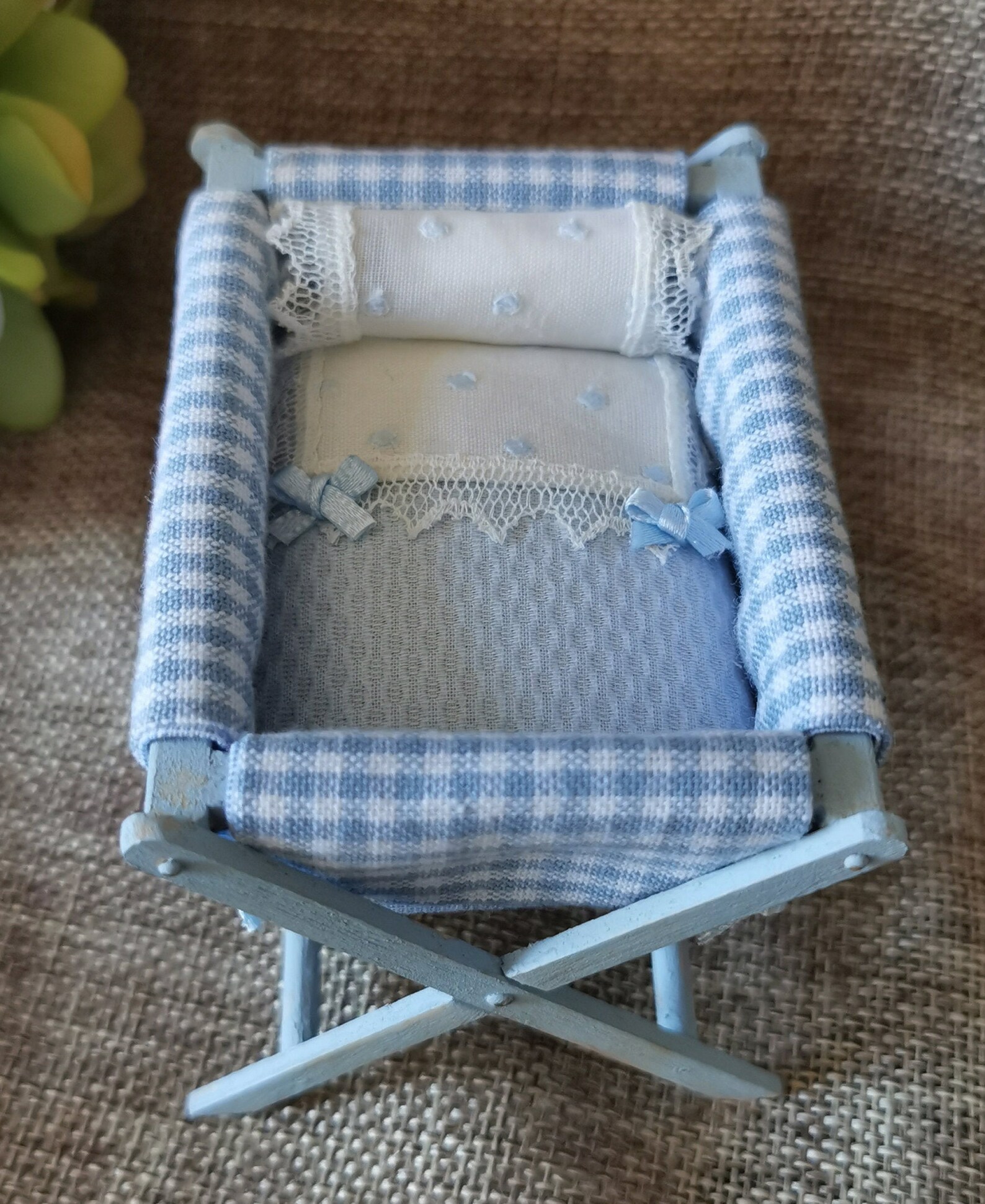 Miniature baby crib in blue color Etsy