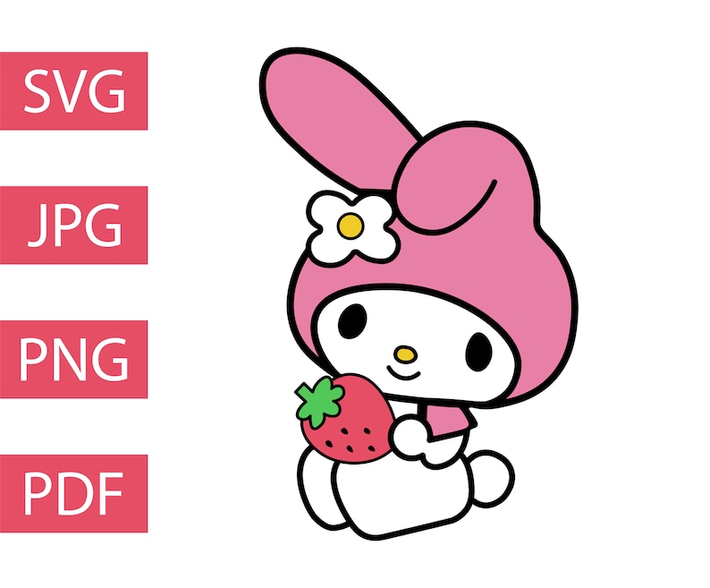 my melody strawberry hello kitty cute svg jpg png pdf etsy