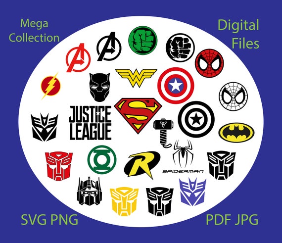 Superhero Logo Collection Svg Jpg Png Pdf Vector Vinyl Decal | Etsy