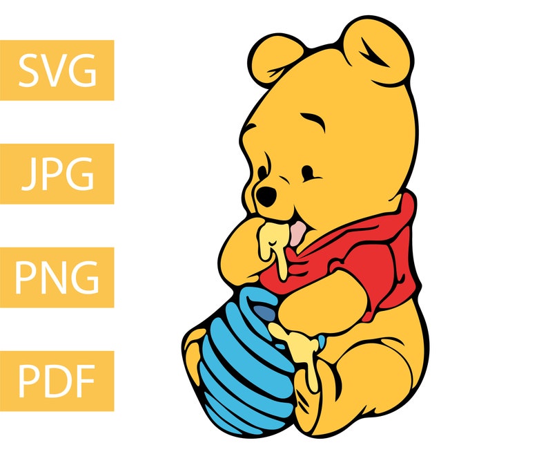 Download Baby Winnie The Pooh Hand Drawn Style Svg Jpg Png Pdf | Etsy