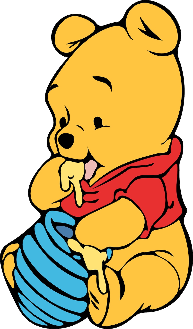 Download Baby Winnie The Pooh Hand Drawn Style Svg Jpg Png Pdf | Etsy
