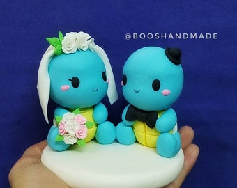 Customize commission: Squirtle wedding couple handmade clay