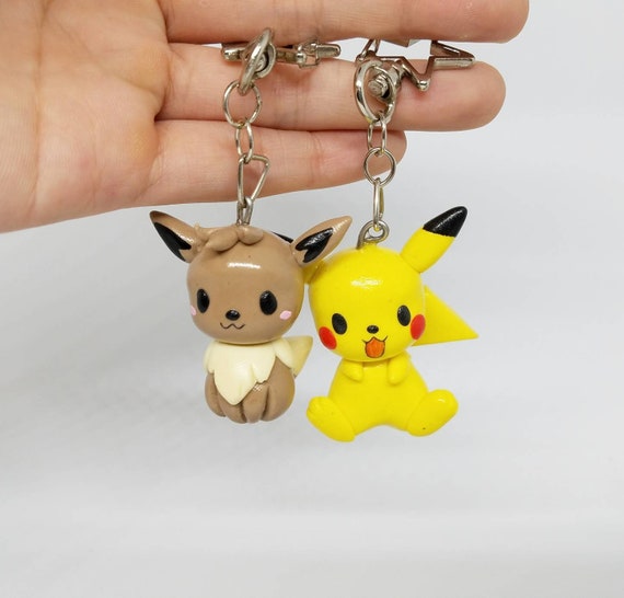 Combo Pikachu Eevee Keychain Cute Pokemon Clay Handmade