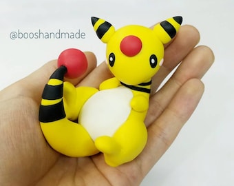 Cute Ampharos figure handmade clay in funny pose