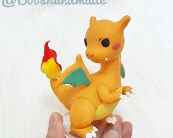 Charizard in chibi cute style- pokemon figure clay handmade