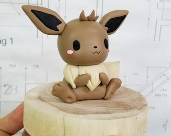 Cute Eevee figure handmade clay- Pokemon clay figure