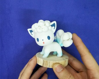 Vulpix Alola in cute style - Pokemon figure handmade clay