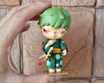 Customize commission: custom Hirono popmart vol 2 to Zoro of One Piece wear tuxedo handmade clay