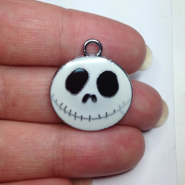 X 3 nightmare before christmas charms, enamel white silver tone, jack charms, unique charms for jewlery making, halloween charms, christmas