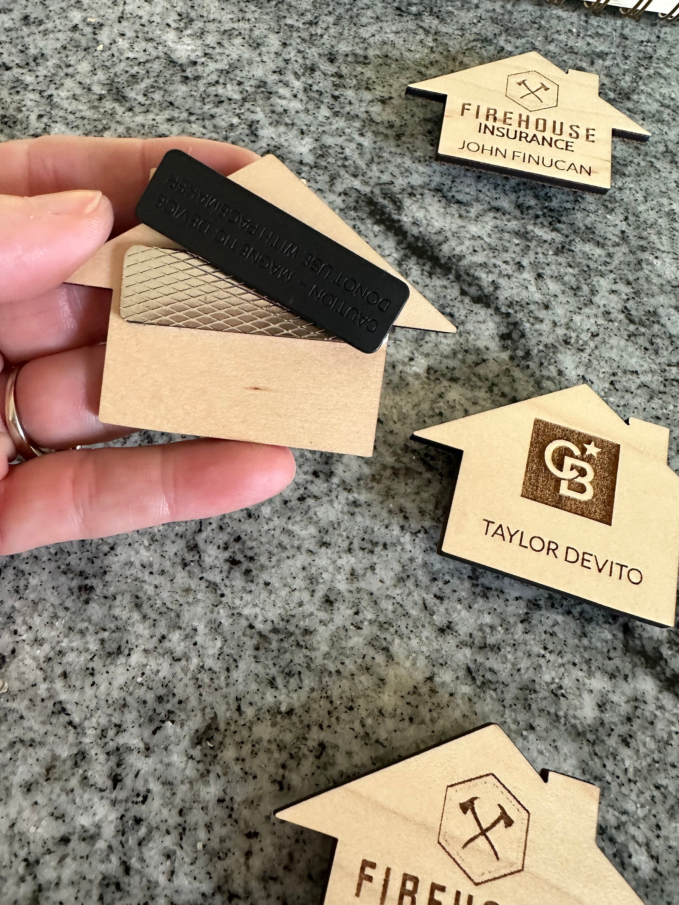 House Shaped Realtor Name Tag, Laser Engraved Maple, Custom - Etsy