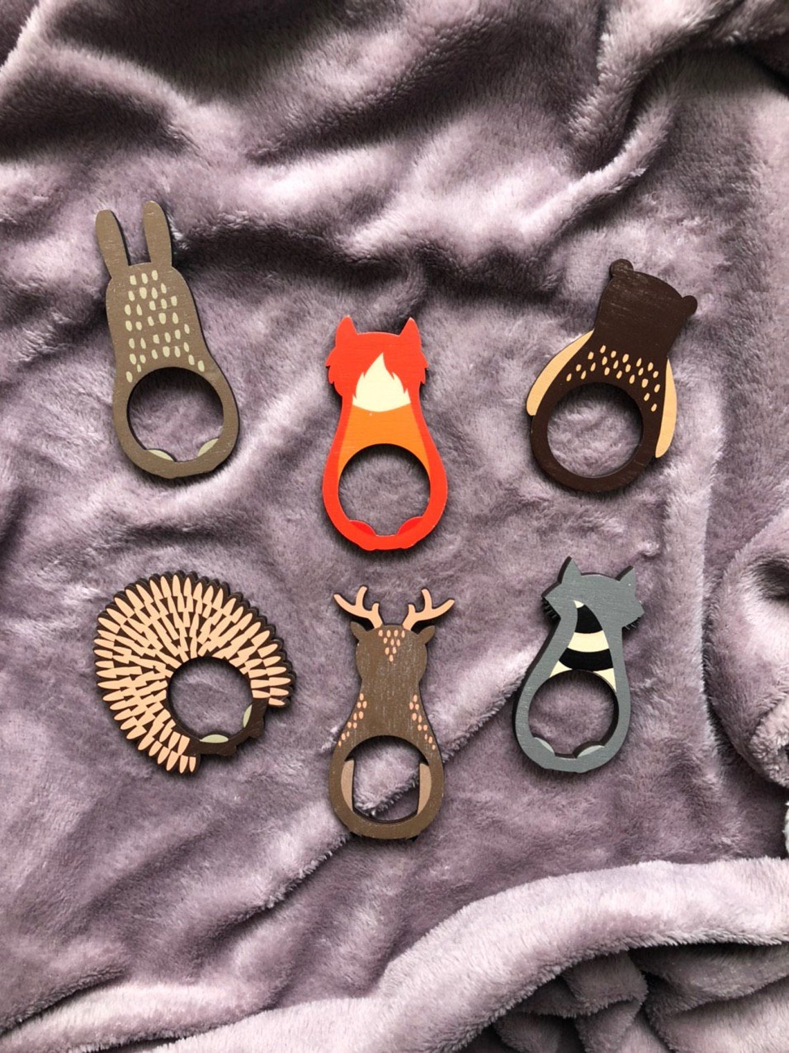 Animal Napkin Rings Wooden Napkin Rings 6 Pieces Animal Napkin Etsy