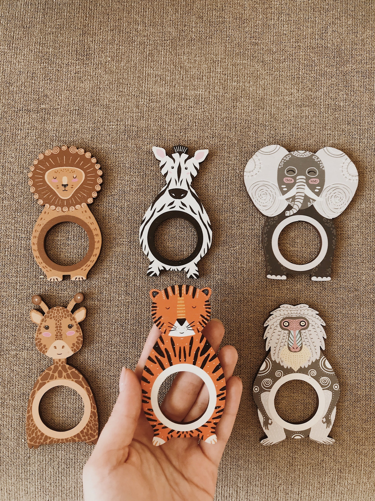 Animal Napkin Rings 6 Piece Set Wooden Napkin Rings Christmas Etsy