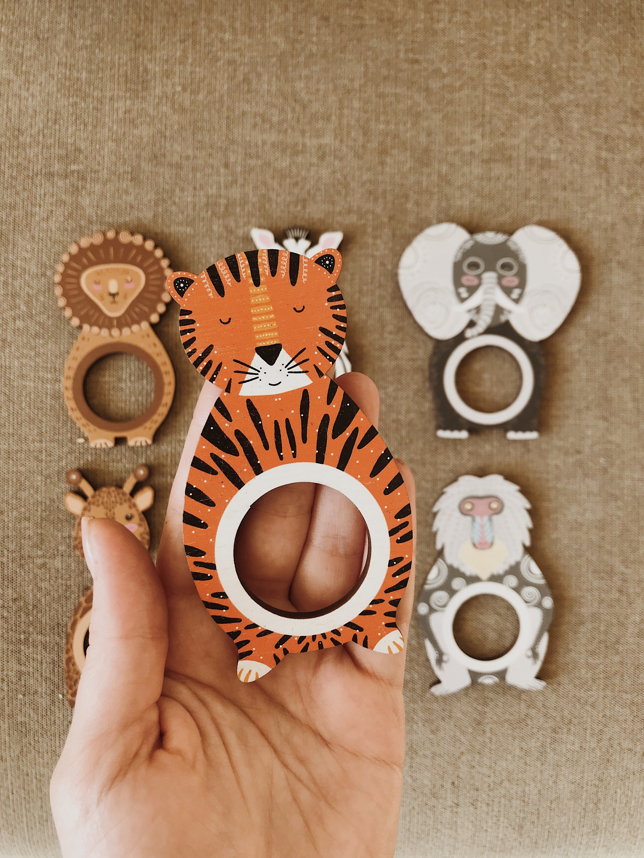 Safari Animals Napkin Rings Set of 6 Wooden Napkin Holders Etsy