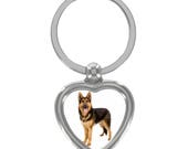 German Shepherd Image Heart Shaped Keyring in Gift Box