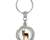 German Shepherd Image Spinning Keyring in Gift Box