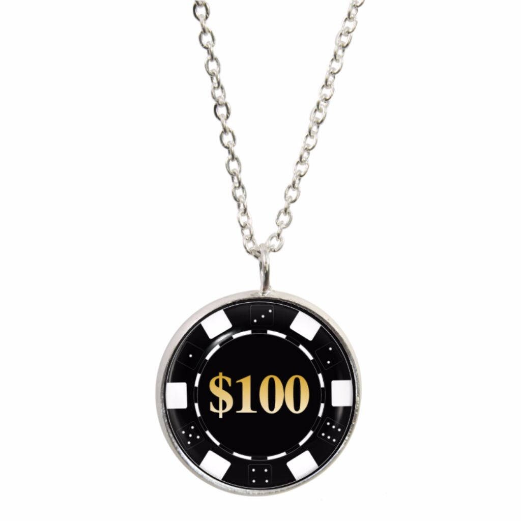 Poker Chip Design Pendant and Silver Plated Necklace Etsy