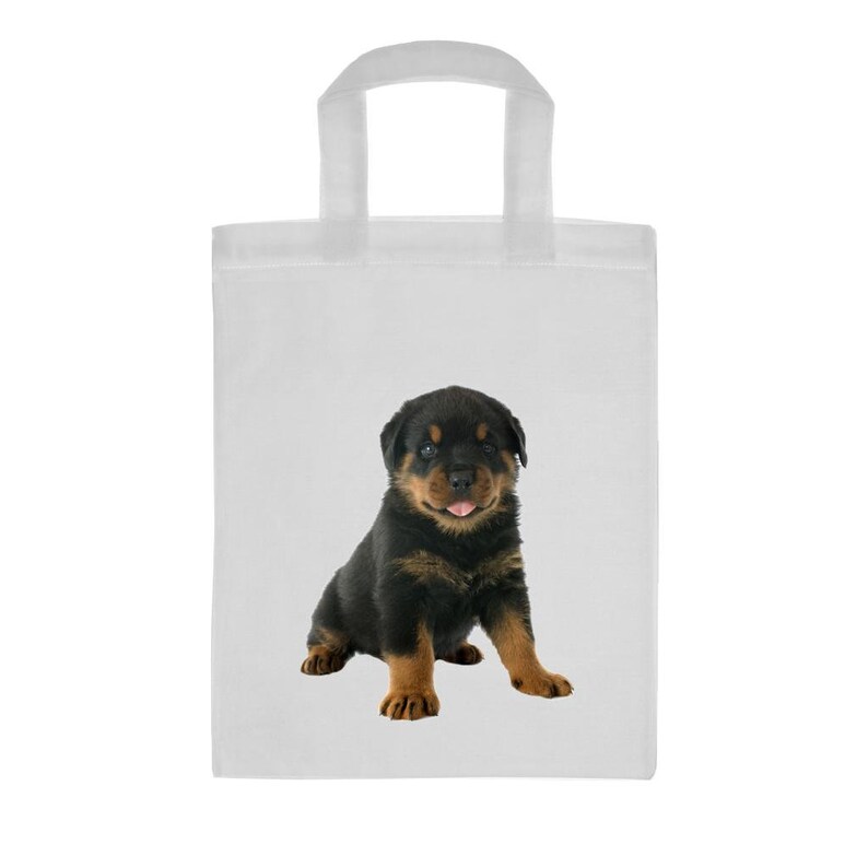 Rottweiler Puppy Image Reusable White Shopping Bag 26 x 32.5cm