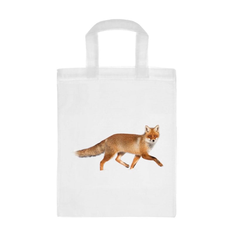 Fox Image Mini Reusable White Shopping Bag 26 x 32.5cm