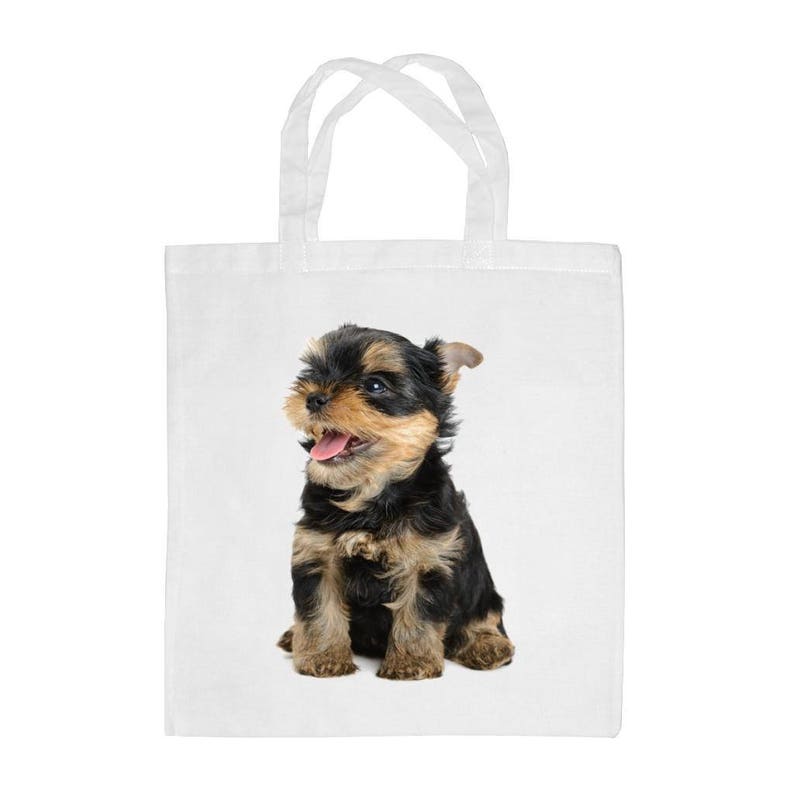 Yorkshire Terrier Puppy Image Reusable Large White Shopping Bag 38 x 42cm
