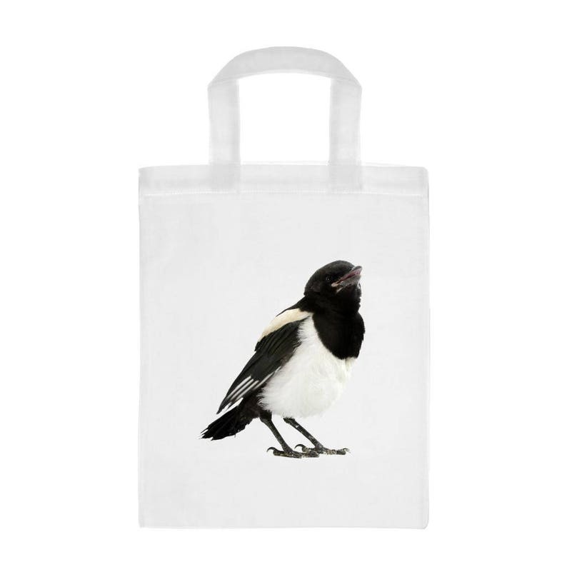 Magpie Image Mini Reusable White Shopping Bag 26 x 32.5cm
