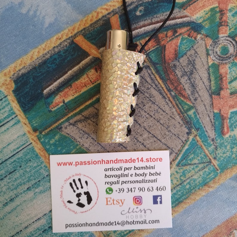 Leather lighter case clipper case with sliding cord holder Etsy